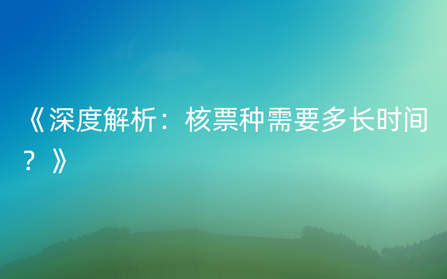 《深度解析：核票种需要多长时间？》