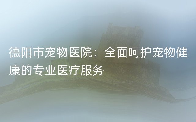 德阳市宠物医院：全面呵护宠物健康的专业医疗服务