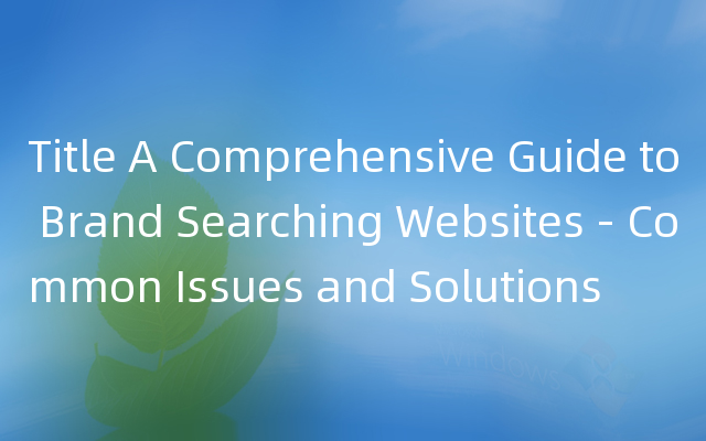 Title A Comprehensive Guide to Brand Searching Websites - Common Issues and Solu