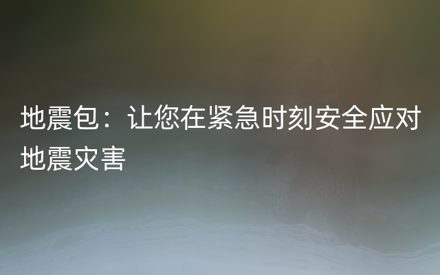 地震包：让您在紧急时刻安全应对地震灾害