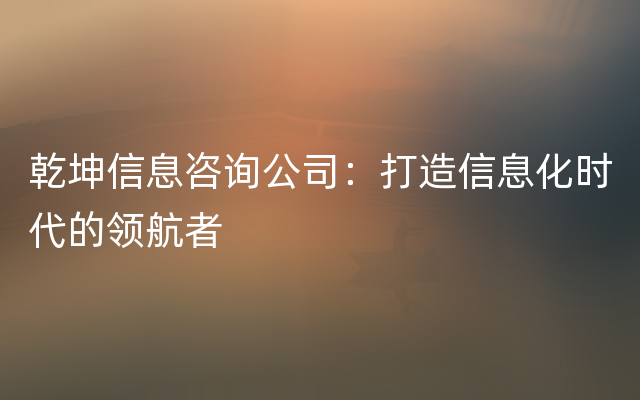 乾坤信息咨询公司：打造信息化时代的领航者