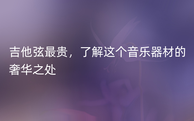 吉他弦最贵，了解这个音乐器材的奢华之处