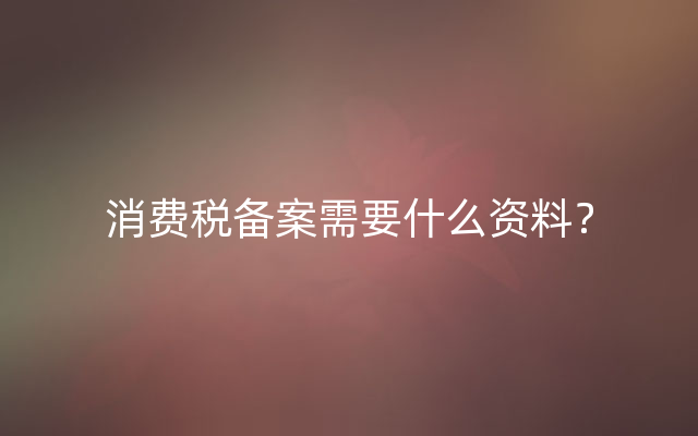 消费税备案需要什么资料？