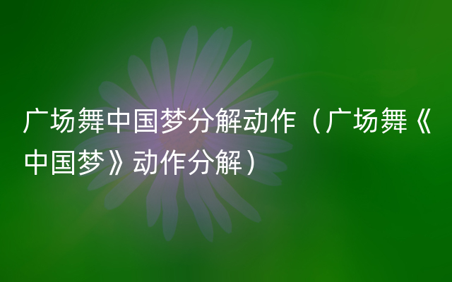 广场舞中国梦分解动作（广场舞《中国梦》动作分解）