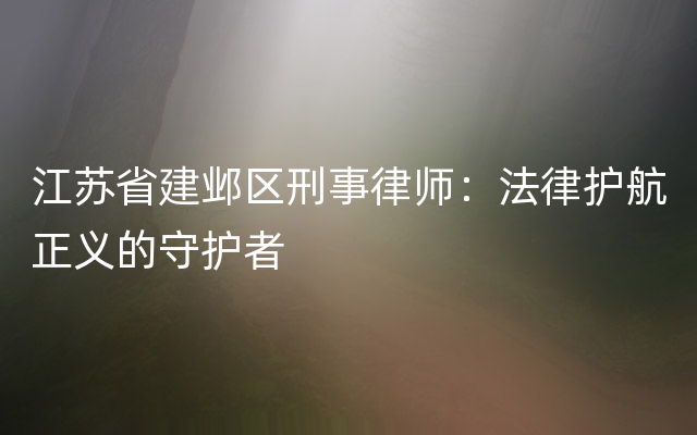 江苏省建邺区刑事律师：法律护航正义的守护者