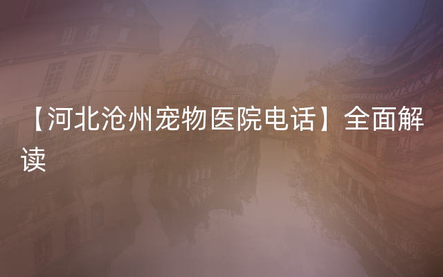 【河北沧州宠物医院电话】全面解读