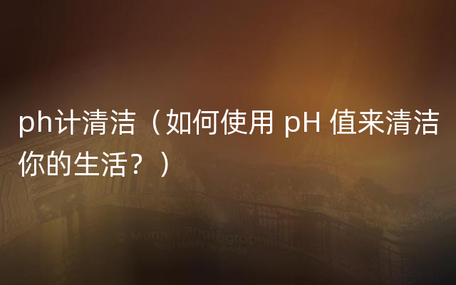 ph计清洁（如何使用 pH 值来清洁你的生活？）