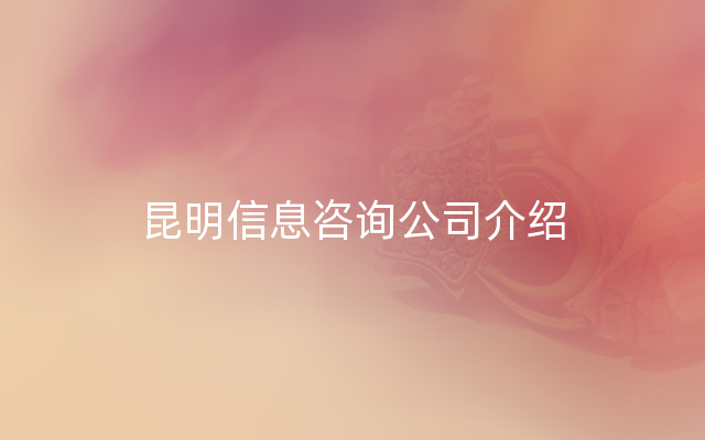 昆明信息咨询公司介绍