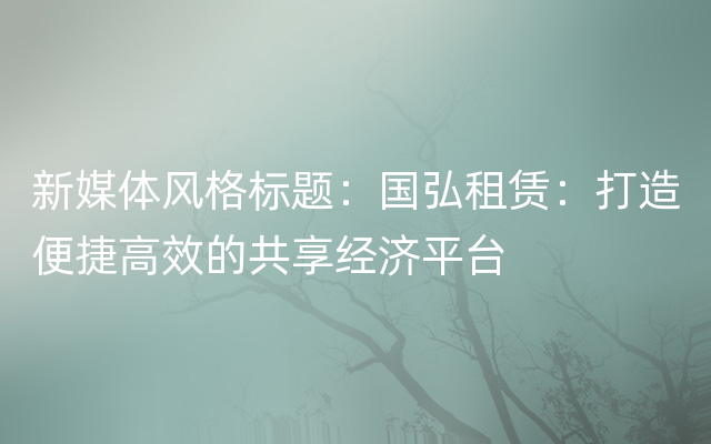 新媒体风格标题：国弘租赁：打造便捷高效的共享经济平台