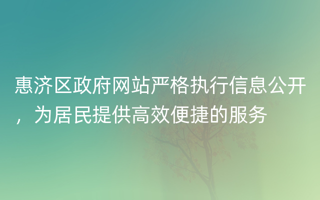 惠济区政府网站严格执行信息公开，为居民提供高效便捷的服务