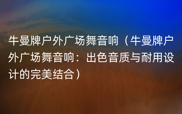 牛曼牌户外广场舞音响（牛曼牌户外广场舞音响：出色音质与耐用设计的完美结合）