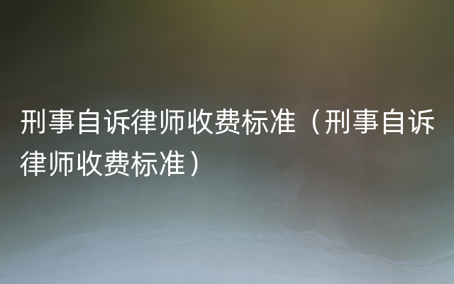 刑事自诉律师收费标准（刑事自诉律师收费标准）