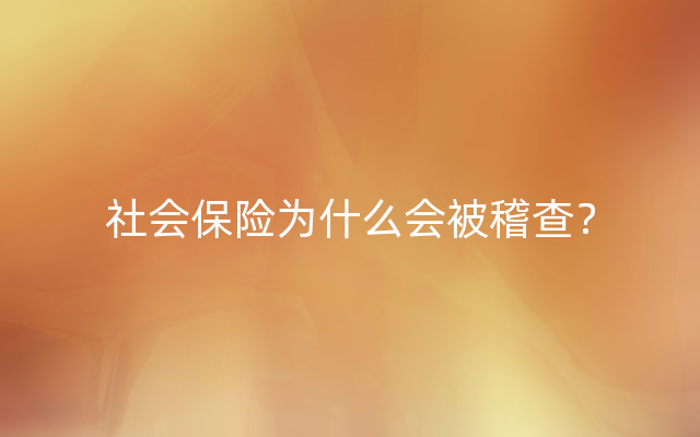 社会保险为什么会被稽查？