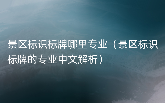 景区标识标牌哪里专业（景区标识标牌的专业中文解析）