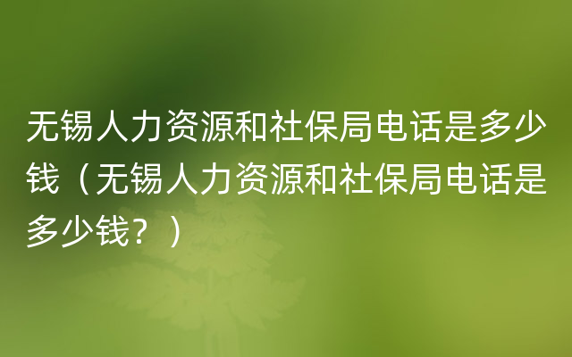 无锡人力资源和社保局电话是多少钱（无锡人力资源和社保局电话是多少钱？）