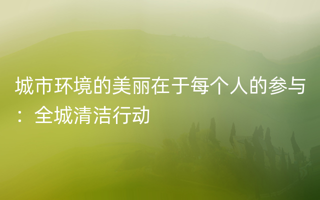 城市环境的美丽在于每个人的参与：全城清洁行动