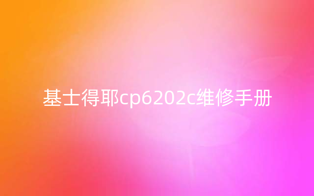 基士得耶cp6202c维修手册