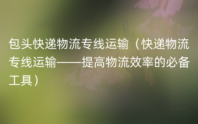 包头快递物流专线运输（快递物流专线运输——提高物流效率的必备工具）