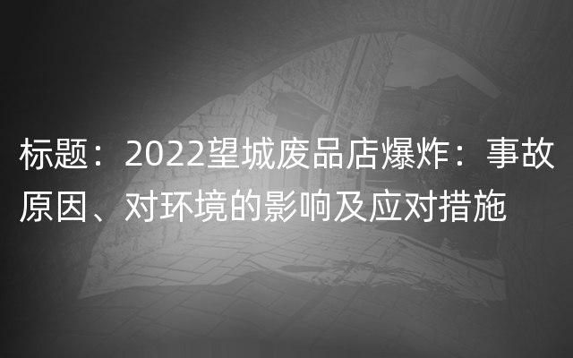 标题：2022望城废品店爆炸：事故原因、对环境的影响及应对措施