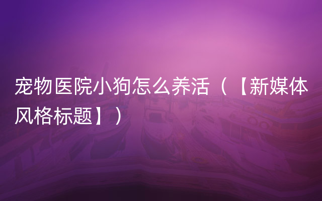 宠物医院小狗怎么养活（【新媒体风格标题】）