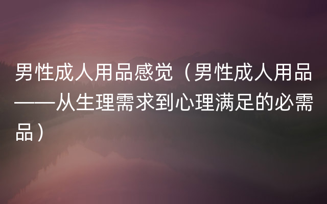 男性成人用品感觉（男性成人用品——从生理需求到心理满足的必需品）