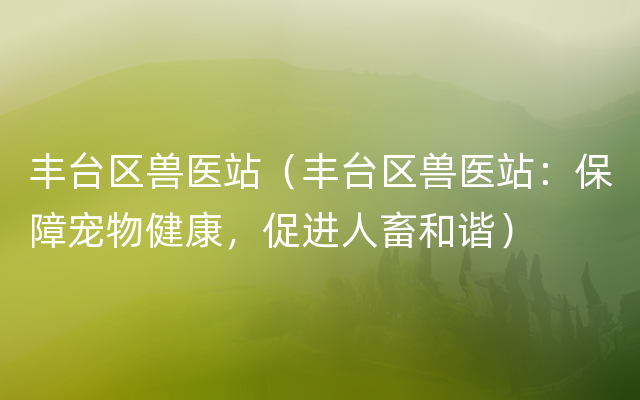 丰台区兽医站（丰台区兽医站：保障宠物健康，促进人畜和谐）