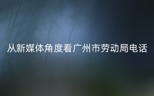 从新媒体角度看广州市劳动局电话