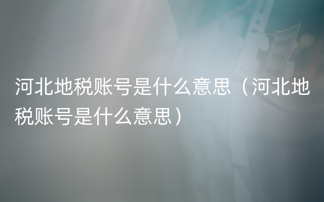 河北地税账号是什么意思（河北地税账号是什么意思）