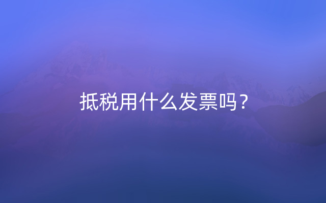 抵税用什么发票吗？