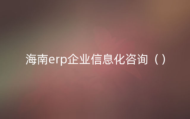 海南erp企业信息化咨询（）