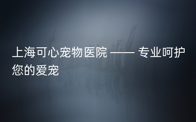 上海可心宠物医院 —— 专业呵护您的爱宠