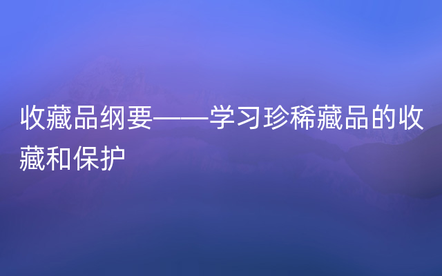 收藏品纲要——学习珍稀藏品的收藏和保护