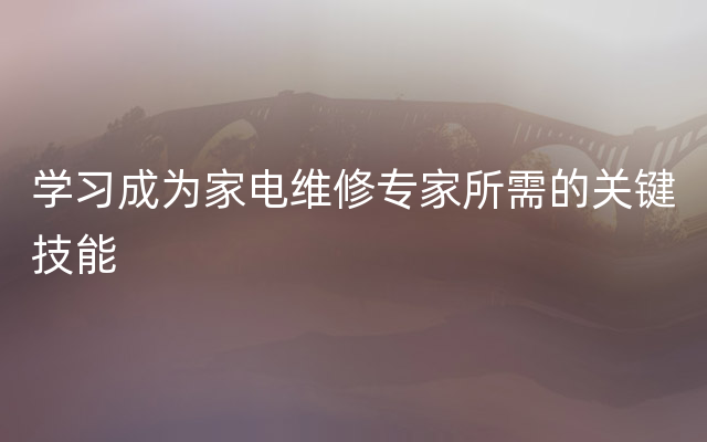 学习成为家电维修专家所需的关键技能