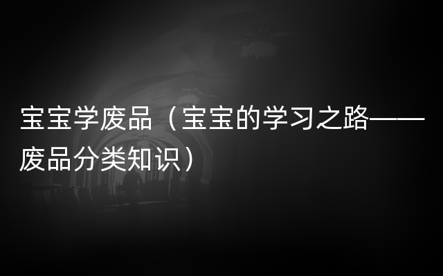 宝宝学废品（宝宝的学习之路——废品分类知识）