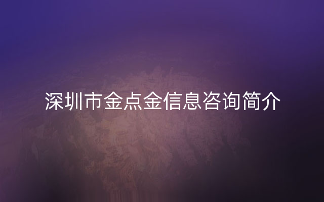 深圳市金点金信息咨询简介