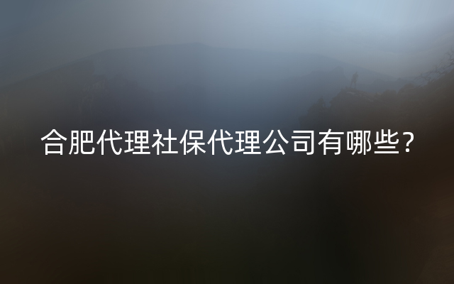 合肥代理社保代理公司有哪些？