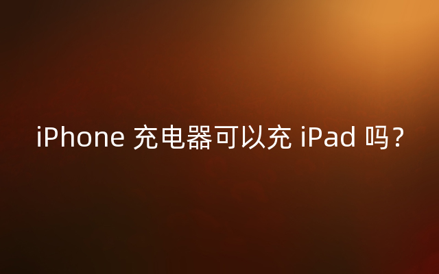 iPhone 充电器可以充 iPad 吗？