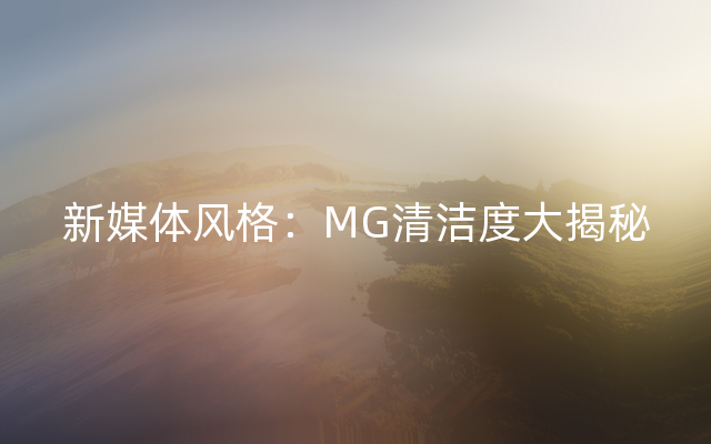 新媒体风格：MG清洁度大揭秘