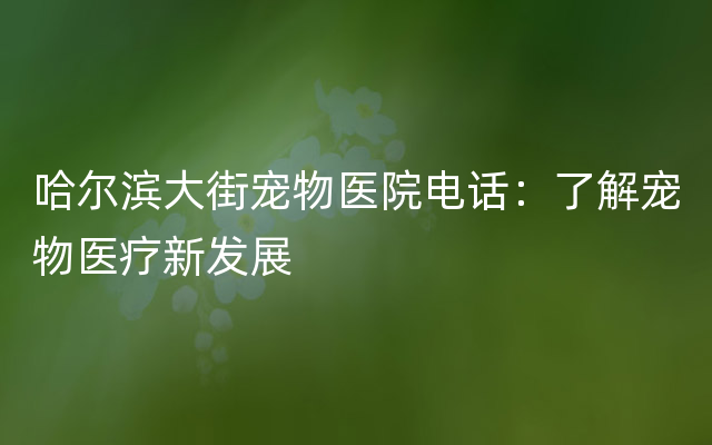 哈尔滨大街宠物医院电话：了解宠物医疗新发展