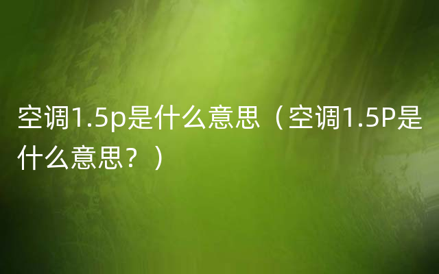 空调1.5p是什么意思（空调1.5P是什么意思？）