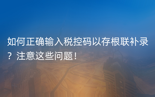 如何正确输入税控码以存根联补录？注意这些问题！