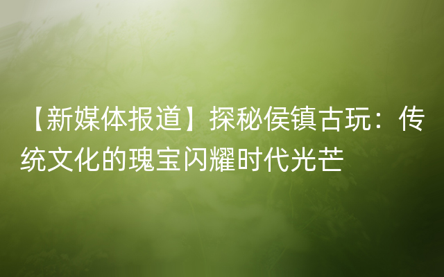 【新媒体报道】探秘侯镇古玩：传统文化的瑰宝闪耀时代光芒