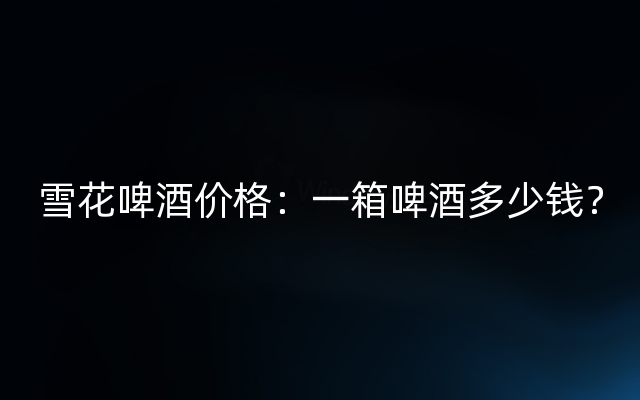 雪花啤酒价格：一箱啤酒多少钱？