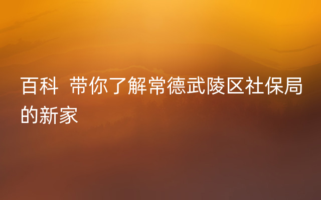 百科  带你了解常德武陵区社保局的新家