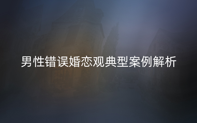 男性错误婚恋观典型案例解析