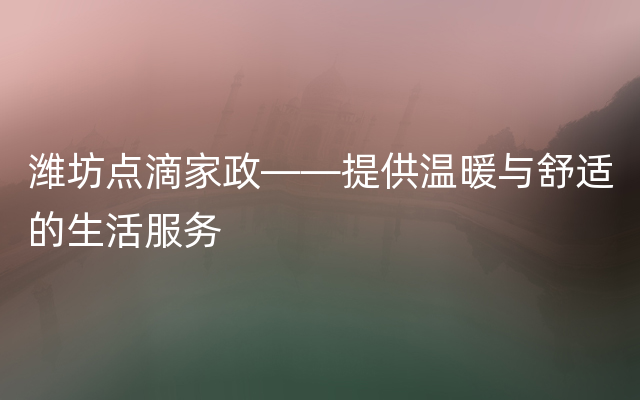 潍坊点滴家政——提供温暖与舒适的生活服务