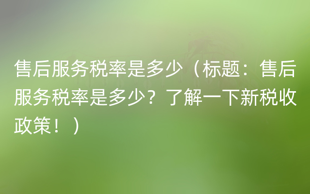 售后服务税率是多少（标题：售后服务税率是多少？了解一下新税收政策！）