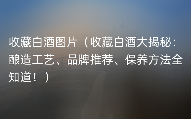 收藏白酒图片（收藏白酒大揭秘：酿造工艺、品牌推荐、保养方法全知道！）