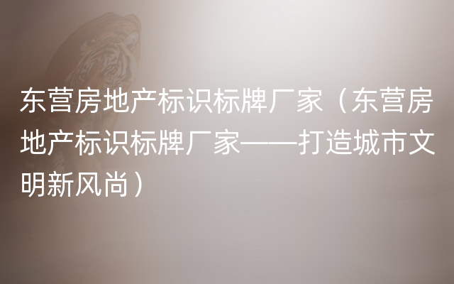 东营房地产标识标牌厂家（东营房地产标识标牌厂家——打造城市文明新风尚）