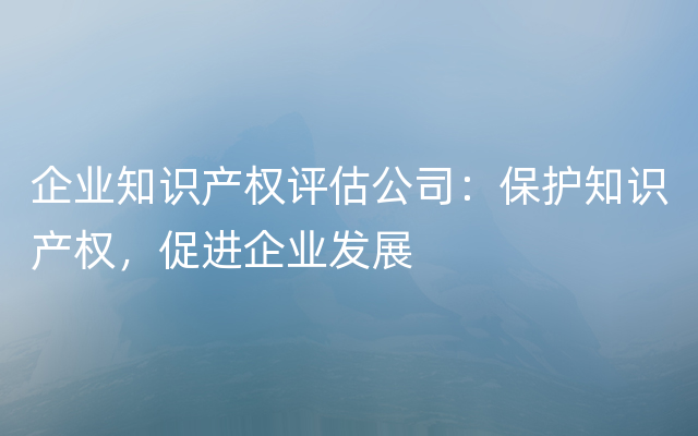 企业知识产权评估公司：保护知识产权，促进企业发展